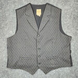 Wah Maker Vest Mens XL Black Gray Western Frontier Waistcoat Dress Made‎ USA